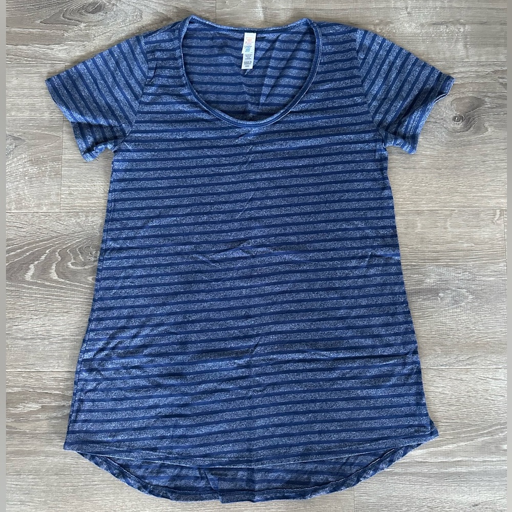 Lularoe Striped Classic Tee Blue Stripes Size XXS New without Tags